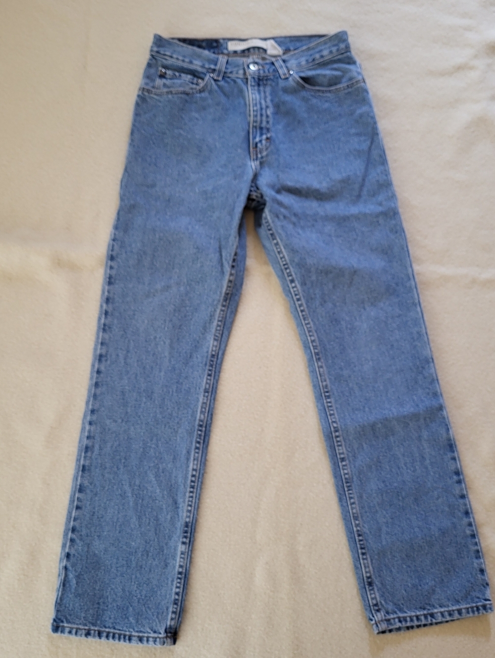 Vintage 90's, Cotton Blue Jeans Size 29, med blue wash denim, Straight Leg - Picture 3 of 10